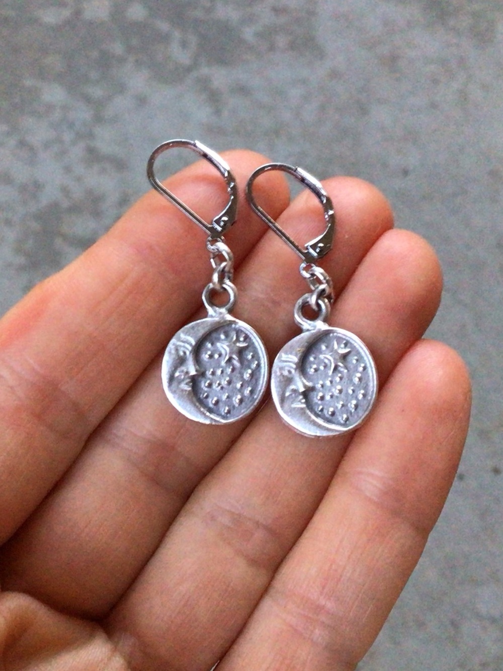 Sterling Silver Sundance Charm Moon Star Earrings - Picture 4 of 7
